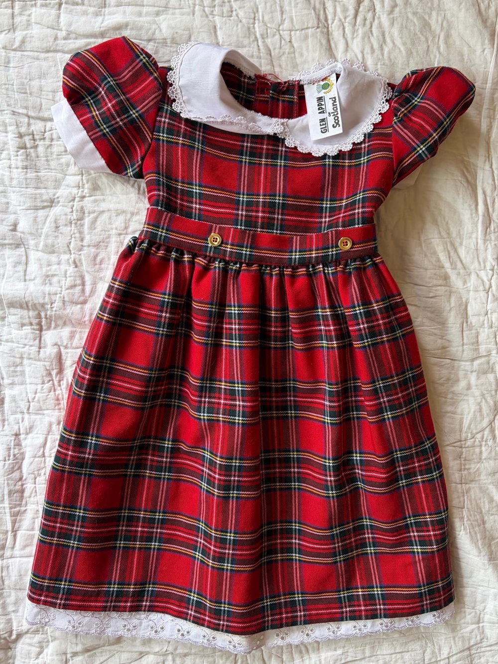 Tartan Plaid Dress with Lace Collar